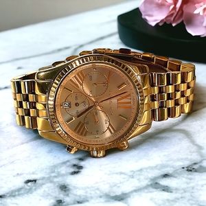 Michael Kors Lexington Rose Gold-Tone Chronograph Watch
